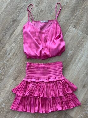 Pink Tiered Ruffle Mini Skirt by pookie and Sebastian